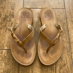 REEF Voyage Sunset thong sandals brown leather 7